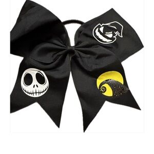 Nightmare before Christmas 
Black Halloween Hair Bow with Skulls and Moon